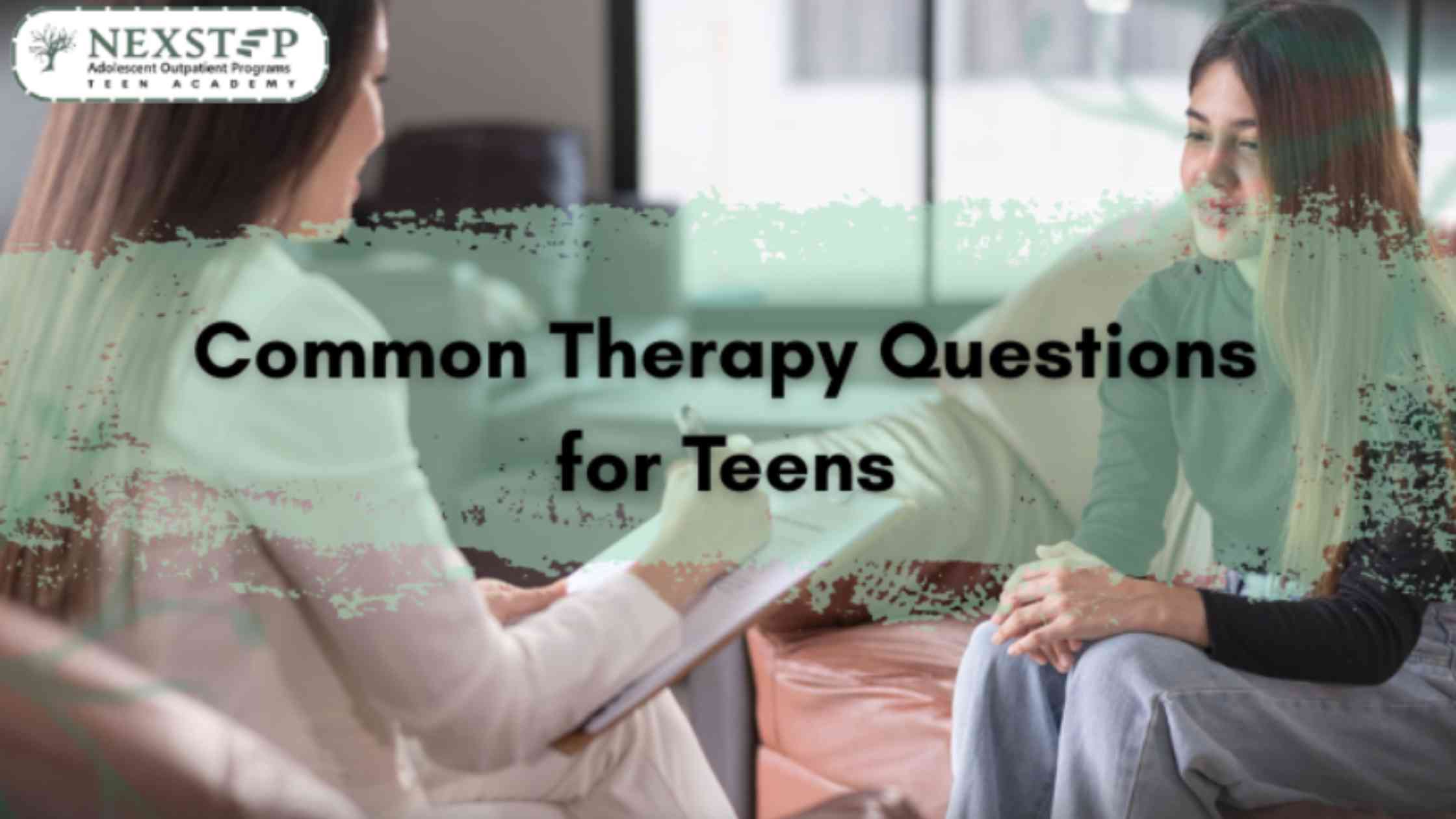 Teen talking with a therapist in a session, symbolizing open dialogue and addressing common therapy questions for teens.