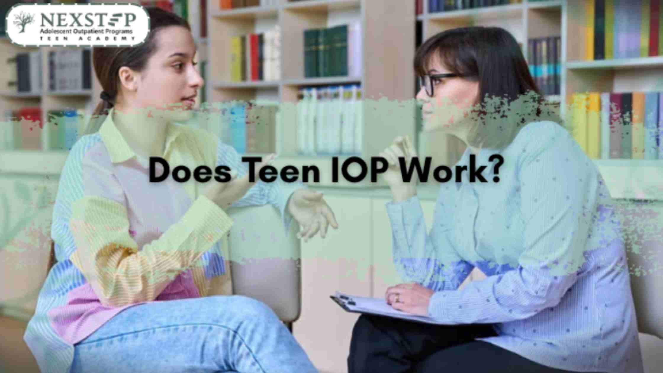 Teen talking with therapist during session, symbolizing effectiveness of Teen IOP in treating mental health and behavioral challenges.