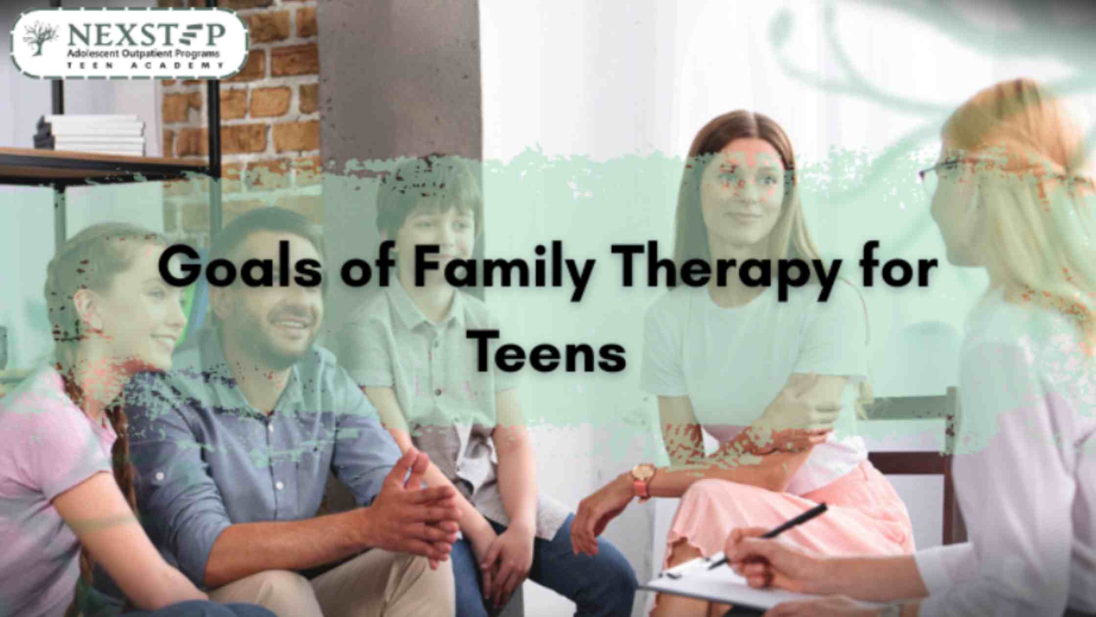 Family sitting together with a therapist, symbolizing how family therapy supports teens by improving bonds and communication.